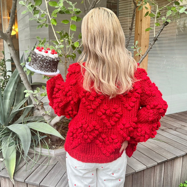 30%OFF《即納》 heart pompon knit